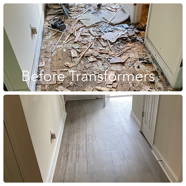 Luxury Vinyl Plank before and after